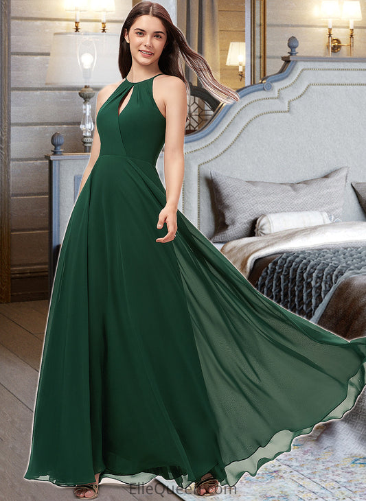 Audrina A-Line Scoop Neck Floor-Length Chiffon Bridesmaid Dress DGP0013257