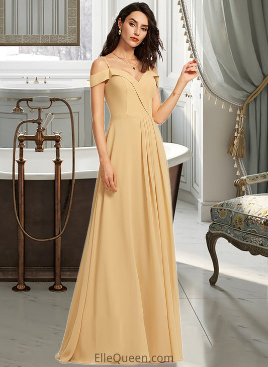 Lucy A-Line V-neck Floor-Length Bridesmaid Dress DGP0013265