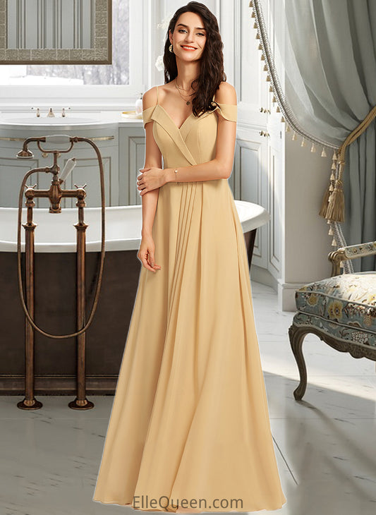 Lucy A-Line V-neck Floor-Length Bridesmaid Dress DGP0013265