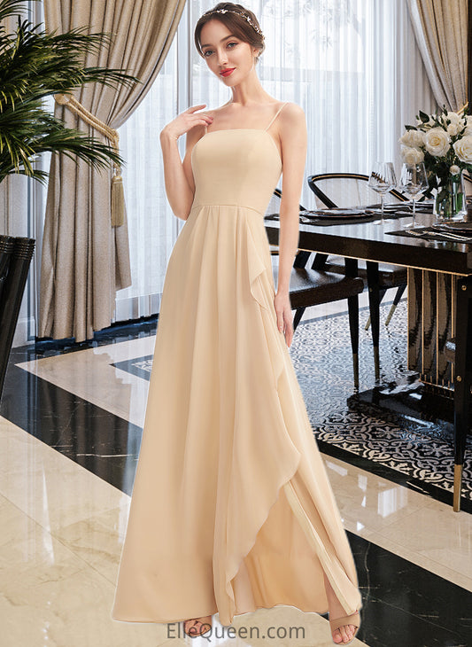 Adrienne A-Line Square Neckline Floor-Length Bridesmaid Dress With Split Front DGP0013275