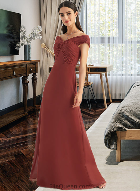 Ruth Sheath/Column Off-the-Shoulder Floor-Length Bridesmaid Dress With Ruffle DGP0013284