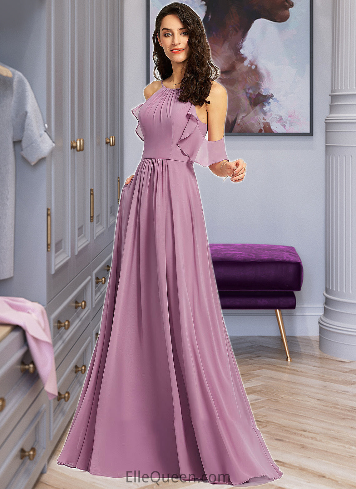 Sophronia A-Line Scoop Neck Floor-Length Bridesmaid Dress With Pockets DGP0013287