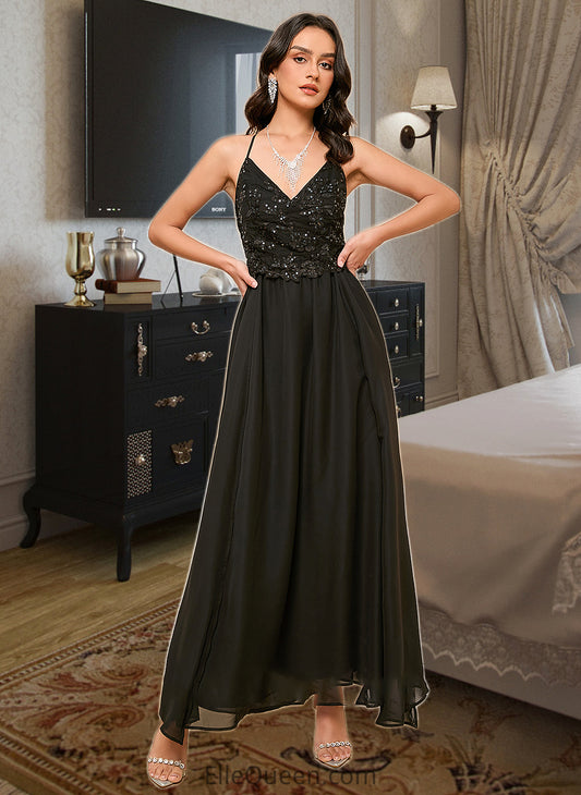 Lilliana A-LineV-neckAnkle-LengthBridesmaidDressWithSequinsSplitFront#273658 DGP0013298