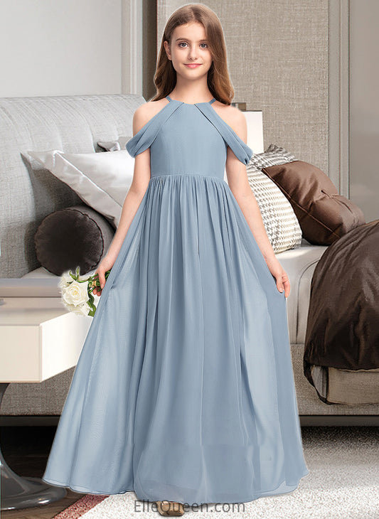 Cheryl A-Line Scoop Neck Floor-Length Chiffon Junior Bridesmaid Dress With Ruffle DGP0013302