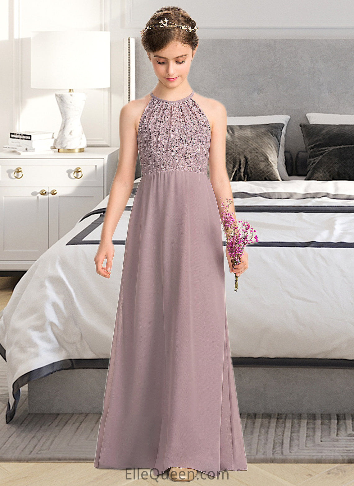 Jaidyn A-LineScoopNeckFloor-LengthChiffonLaceJuniorBridesmaidDressWithRuffle#173272 DGP0013416