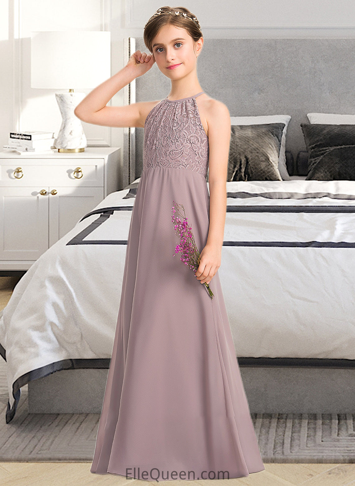 Jaidyn A-LineScoopNeckFloor-LengthChiffonLaceJuniorBridesmaidDressWithRuffle#173272 DGP0013416