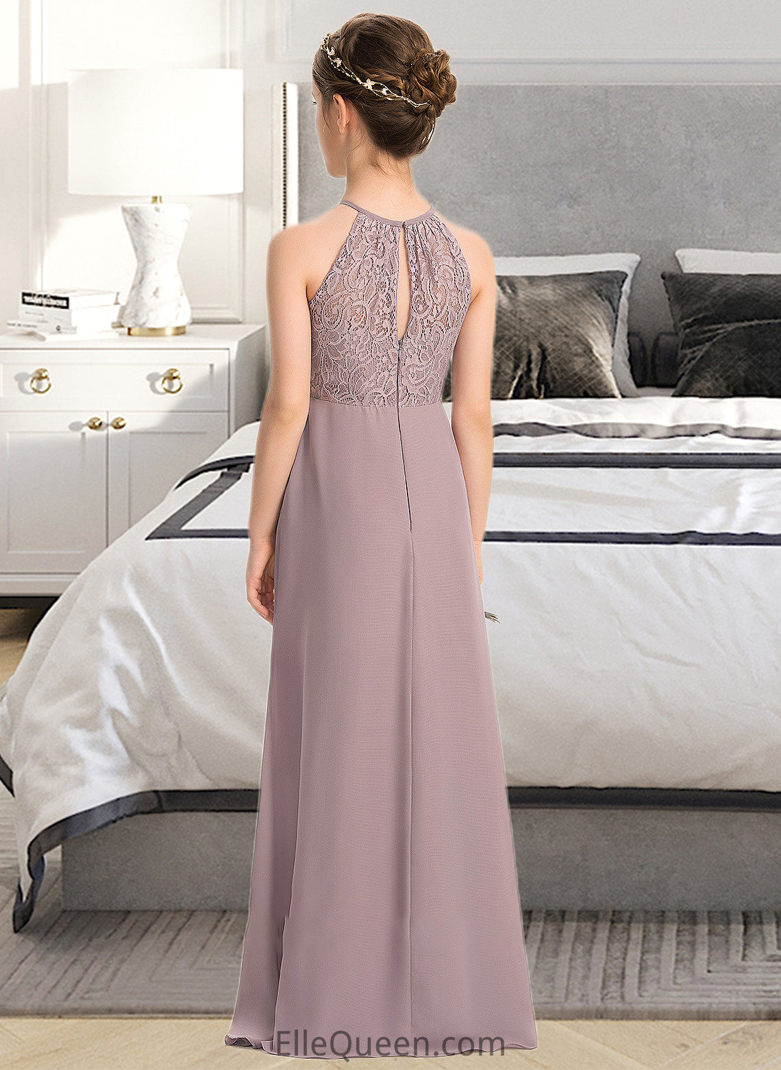 Jaidyn A-LineScoopNeckFloor-LengthChiffonLaceJuniorBridesmaidDressWithRuffle#173272 DGP0013416