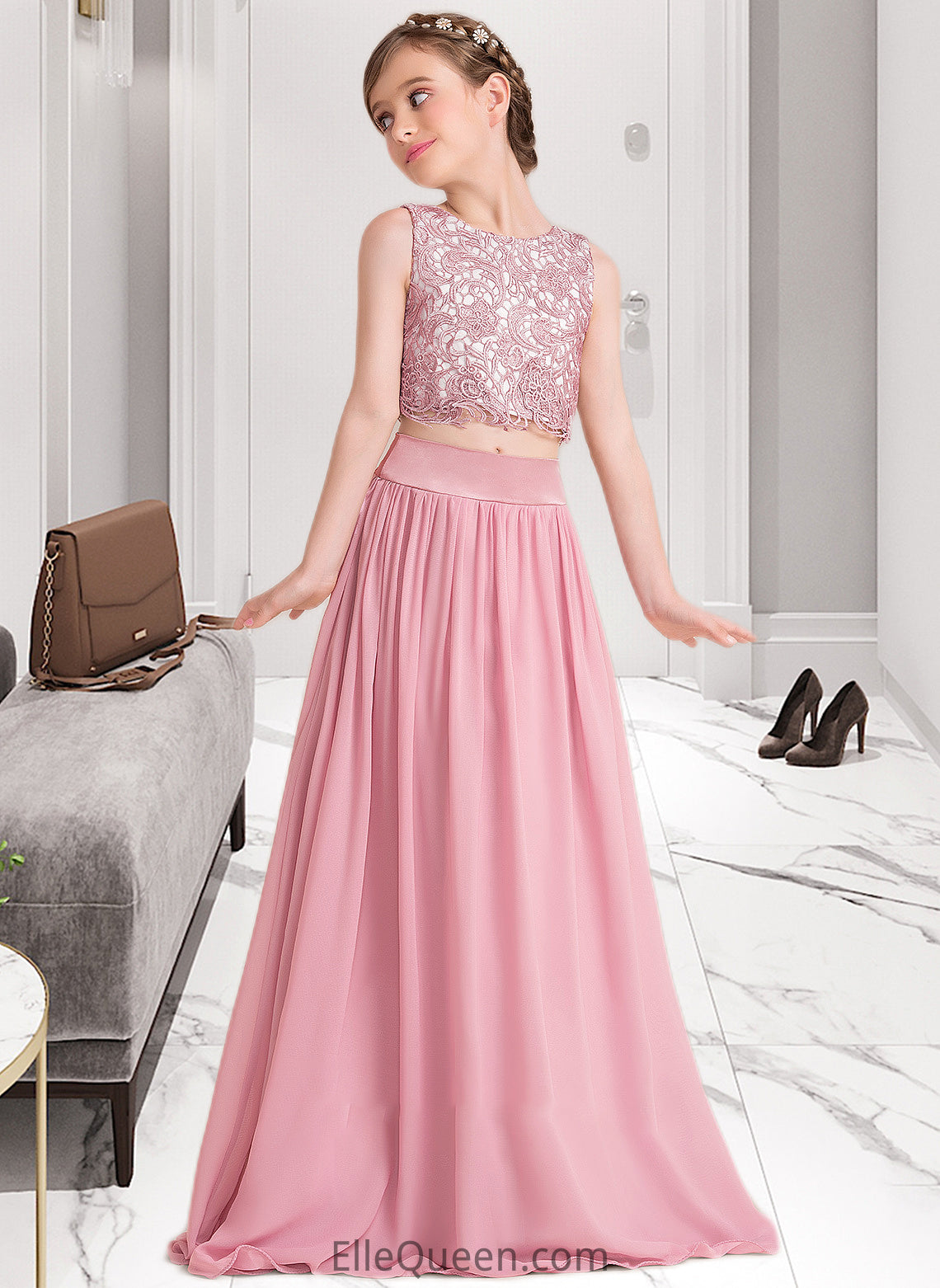 Bria A-LineScoopNeckFloor-LengthChiffonJuniorBridesmaidDress#130498 DGP0013424