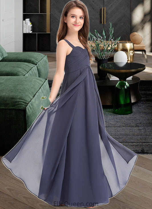 Frederica A-Line Sweetheart Floor-Length Chiffon Junior Bridesmaid Dress With Ruffle DGP0013504