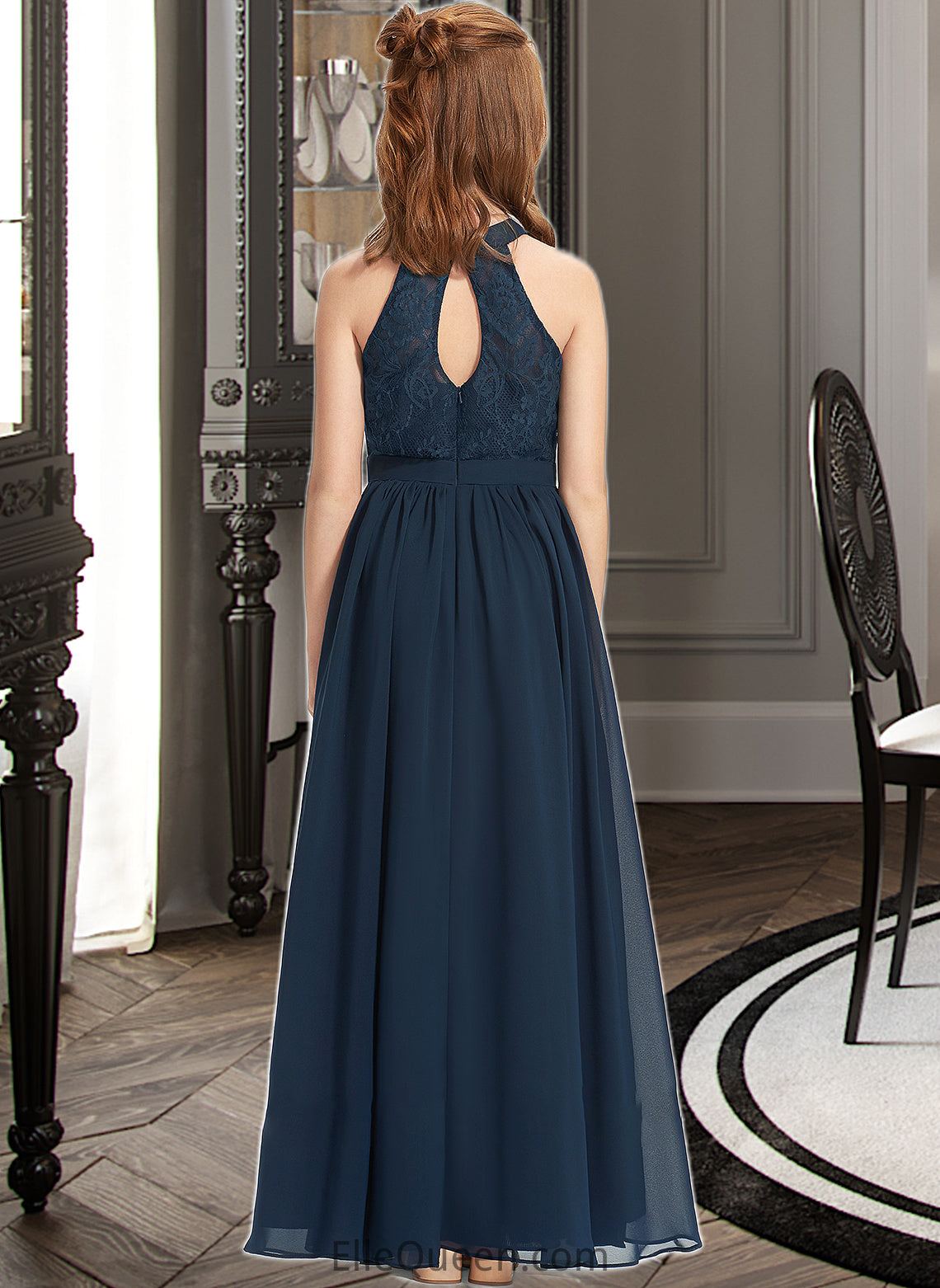 Patricia A-LineScoopNeckFloor-LengthChiffonLaceJuniorBridesmaidDress#234030 DGP0013538