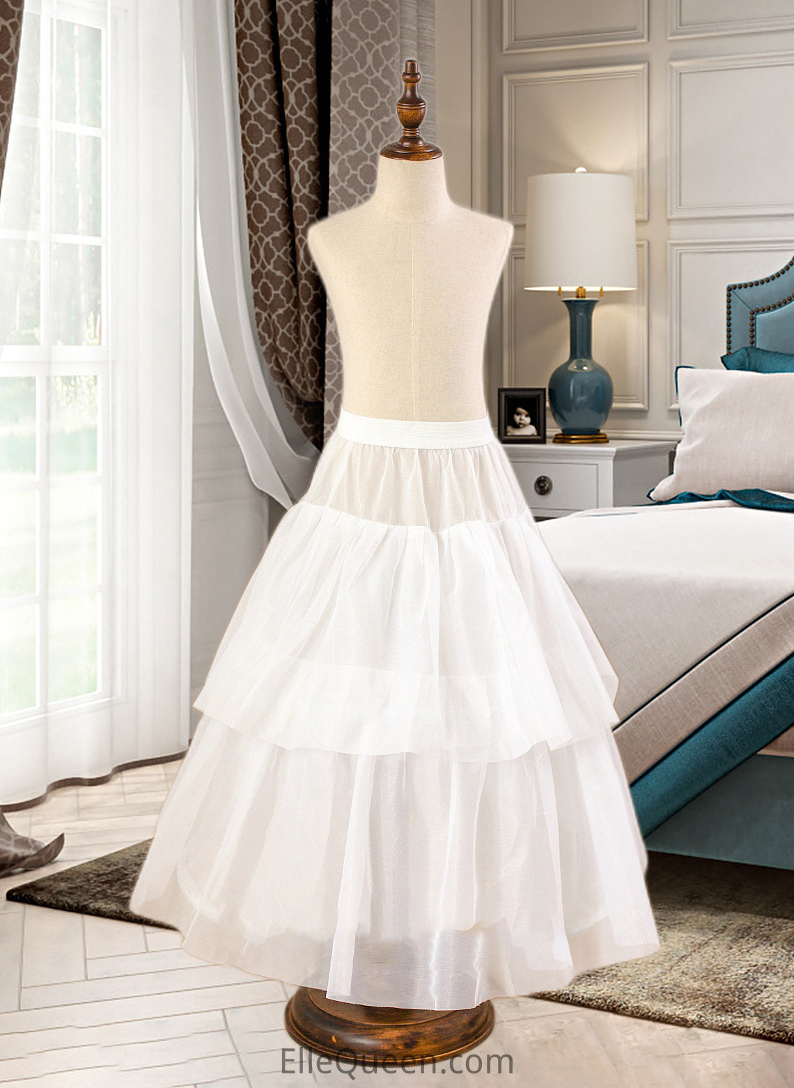 Jode Ball-Gown/Princess Scoop Neck Floor-Length Tulle Junior Bridesmaid Dress With Sash Beading Bow(s) DGP0013545