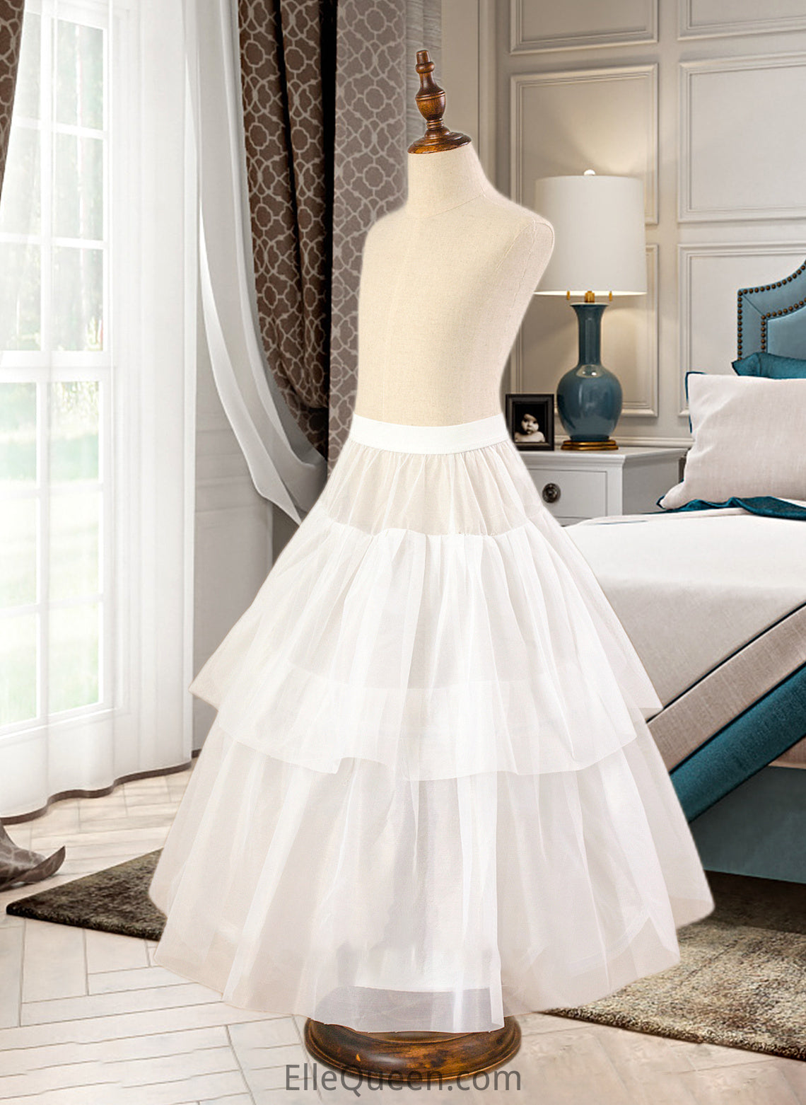 Jode Ball-Gown/Princess Scoop Neck Floor-Length Tulle Junior Bridesmaid Dress With Sash Beading Bow(s) DGP0013545