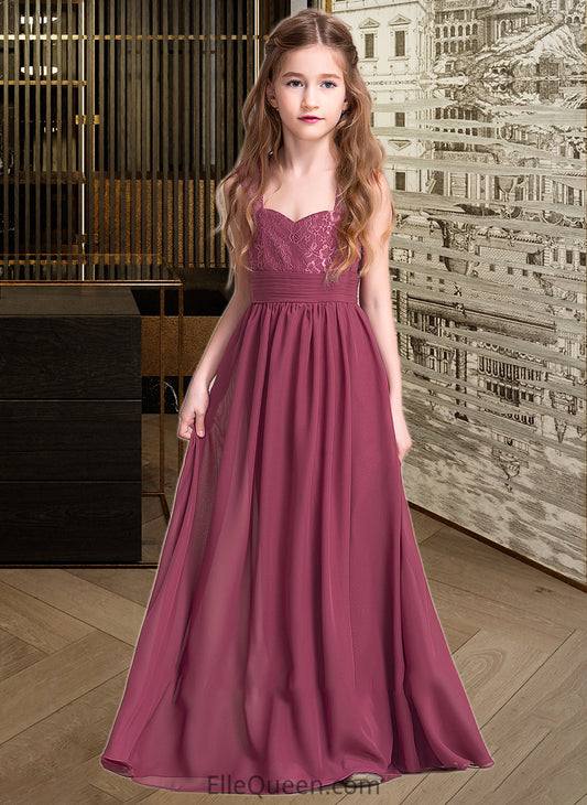 Aryana A-Line Sweetheart Floor-Length Chiffon Junior Bridesmaid Dress With Ruffle DGP0013568