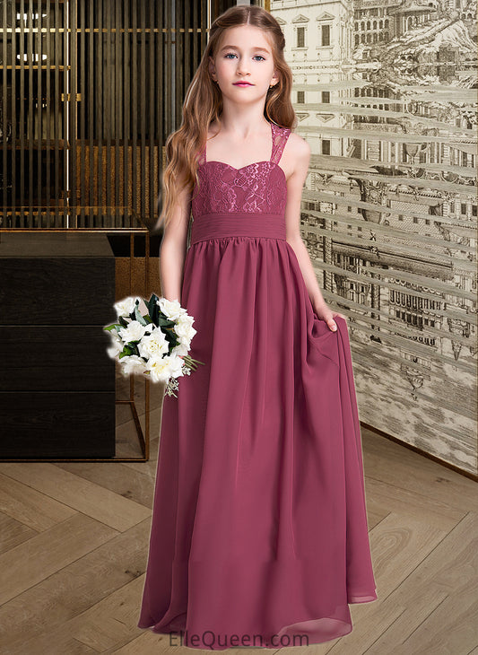 Aryana A-Line Sweetheart Floor-Length Chiffon Junior Bridesmaid Dress With Ruffle DGP0013568