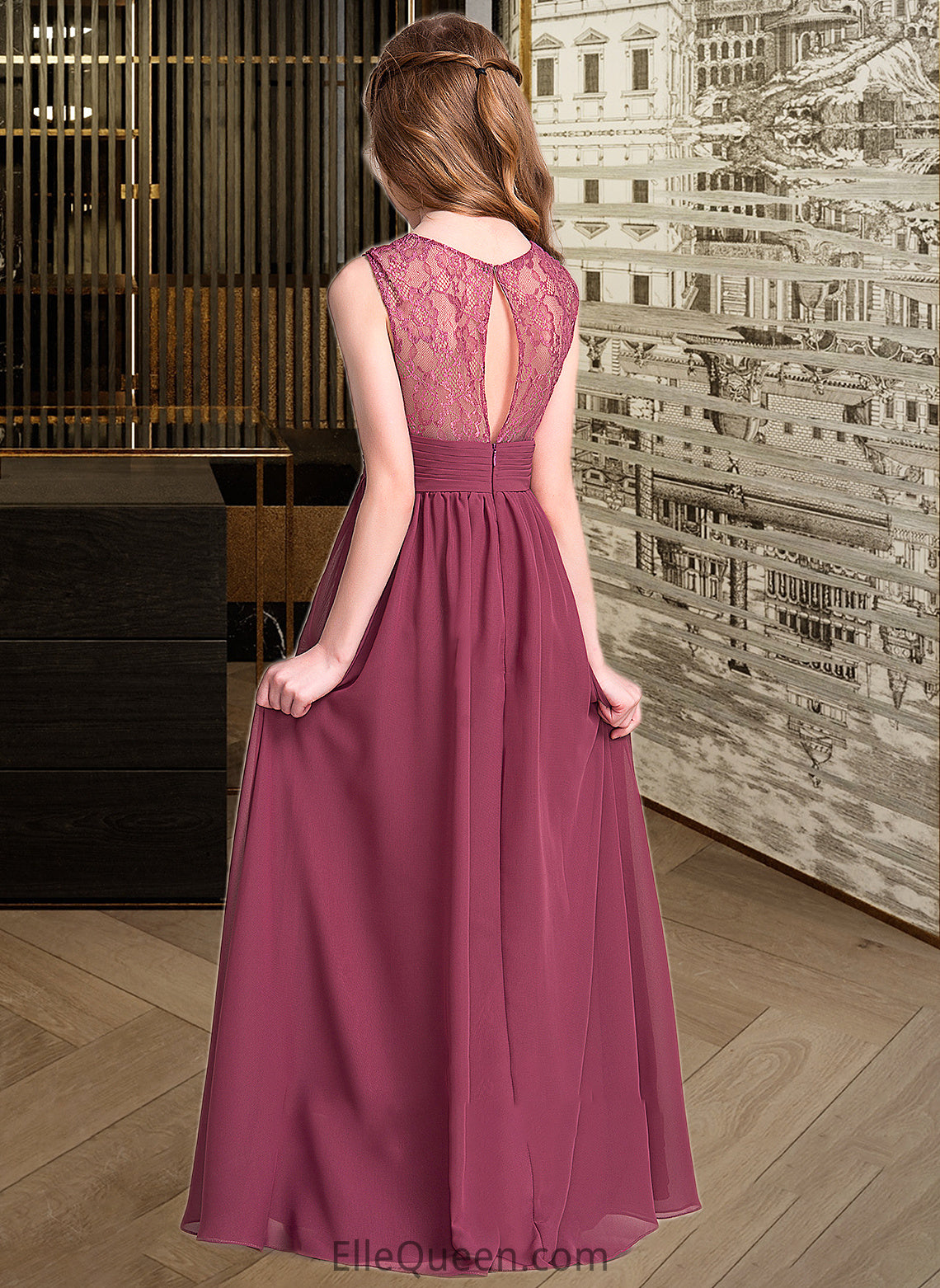 Aryana A-Line Sweetheart Floor-Length Chiffon Junior Bridesmaid Dress With Ruffle DGP0013568