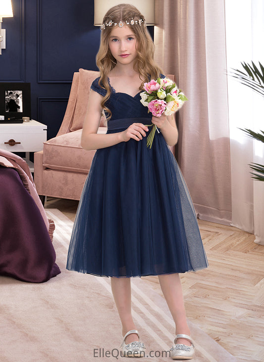 Makenna Empire Sweetheart Knee-Length Tulle Junior Bridesmaid Dress With Ruffle DGP0013590