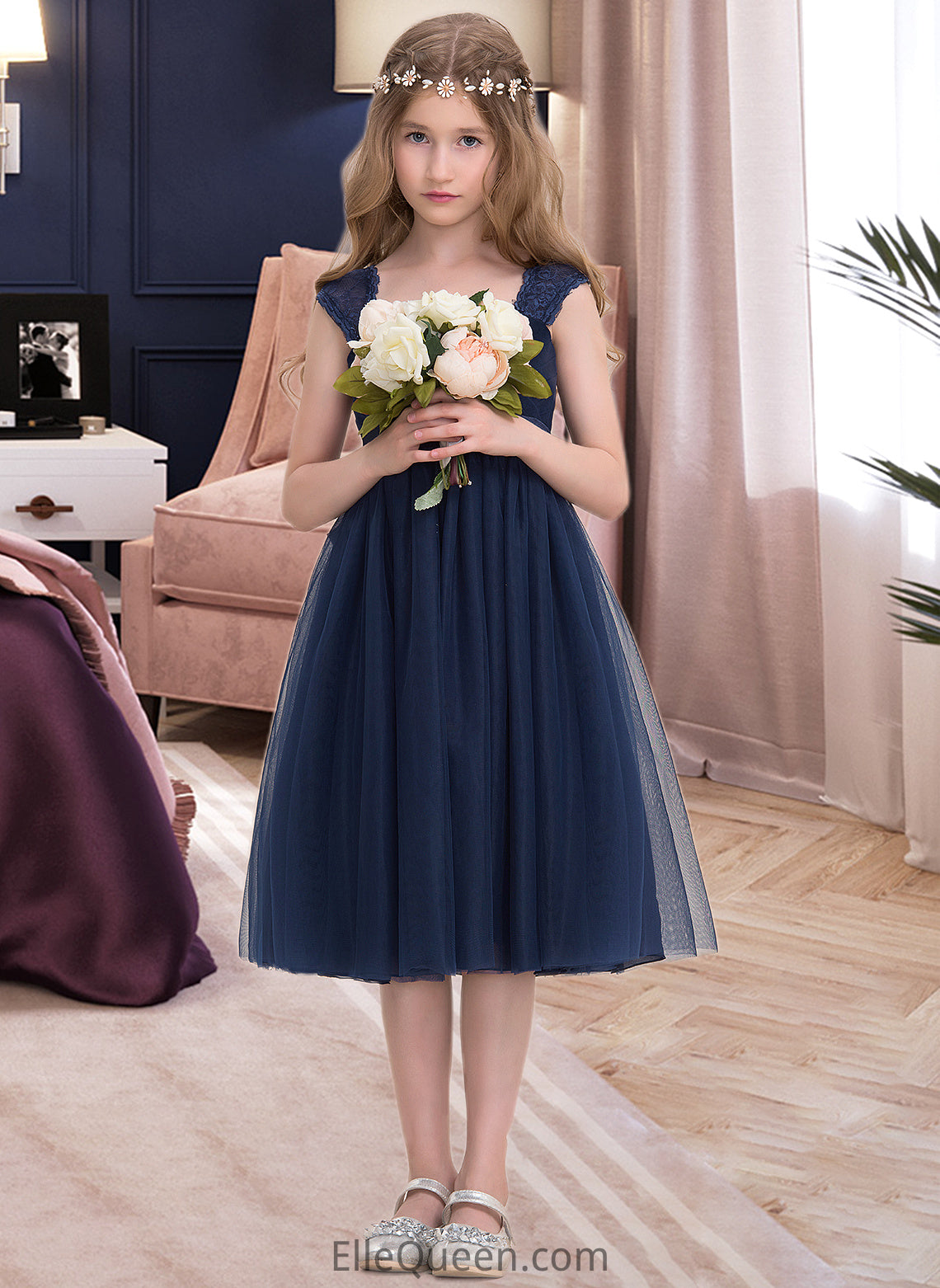 Makenna Empire Sweetheart Knee-Length Tulle Junior Bridesmaid Dress With Ruffle DGP0013590