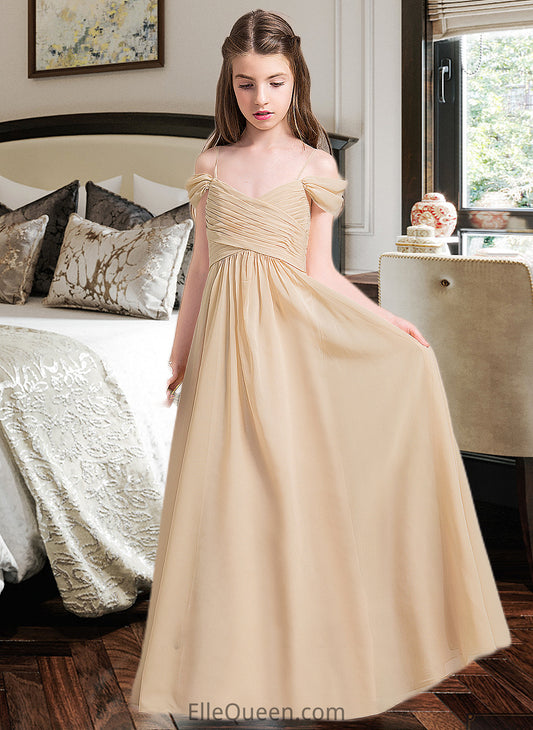 Diana A-Line Off-the-Shoulder Floor-Length Chiffon Junior Bridesmaid Dress With Ruffle DGP0013595