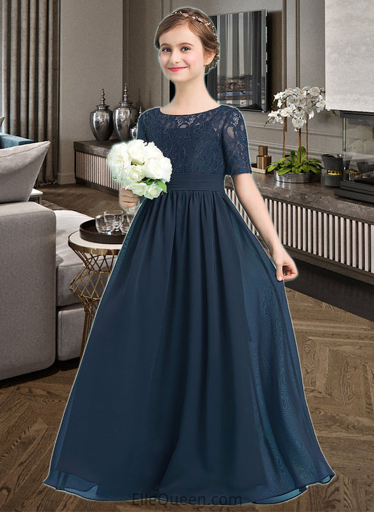 Karli A-LineScoopNeckFloor-LengthChiffonJuniorBridesmaidDress#148411 DGP0013631