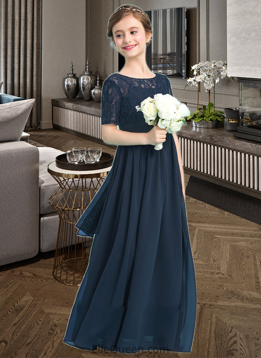 Karli A-LineScoopNeckFloor-LengthChiffonJuniorBridesmaidDress#148411 DGP0013631