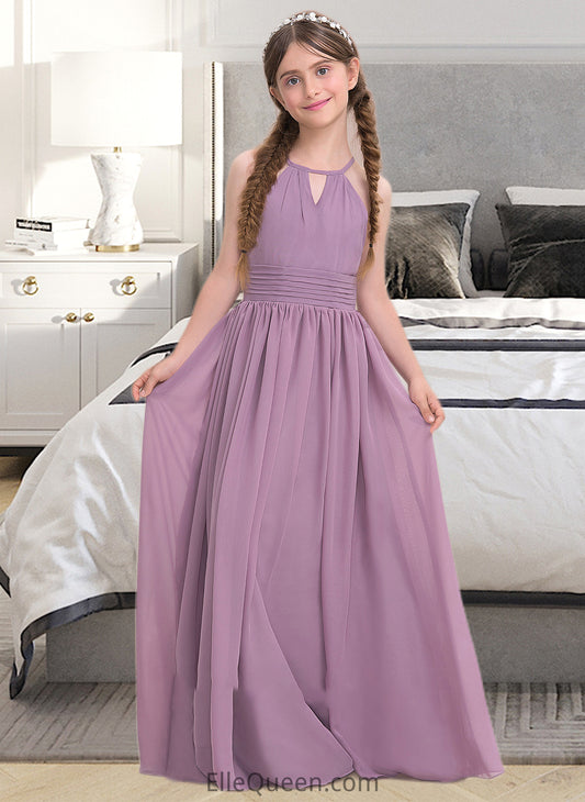 Madelynn A-LineScoopNeckFloor-LengthChiffonJuniorBridesmaidDressWithRuffle#119580 DGP0013647