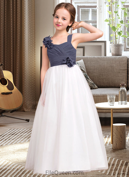 Eden A-Line Sweetheart Floor-Length Chiffon Tulle Junior Bridesmaid Dress With Ruffle Flower(s) DGP0013665