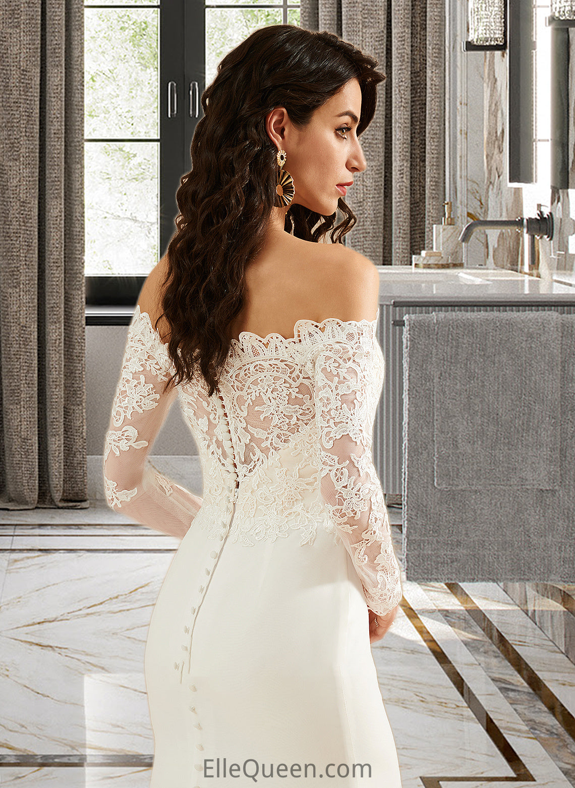 Aliana Trumpet/Mermaid Off-the-Shoulder Court Train Wedding Dress With Lace DGP0013680