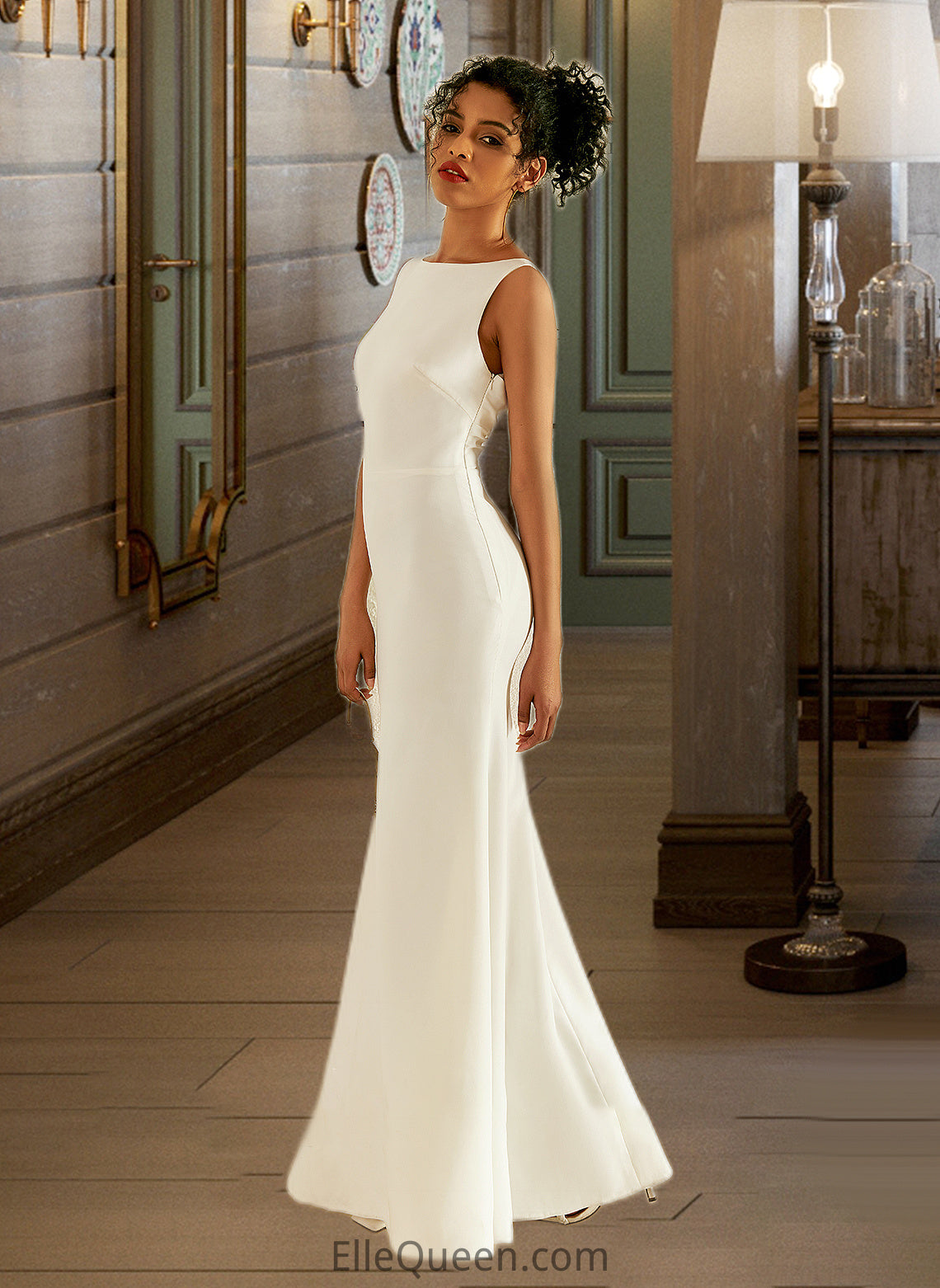 Nina Trumpet/Mermaid Scoop Neck Floor-Length Wedding Dress DGP0013727