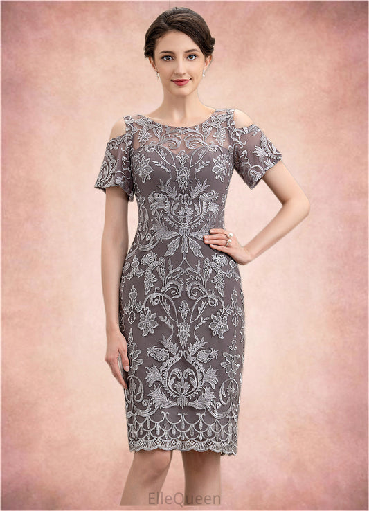 Araceli Sheath/Column Scoop Neck Knee-Length Lace Mother of the Bride Dress DG126P0014944