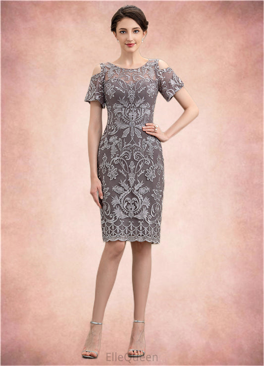 Araceli Sheath/Column Scoop Neck Knee-Length Lace Mother of the Bride Dress DG126P0014944