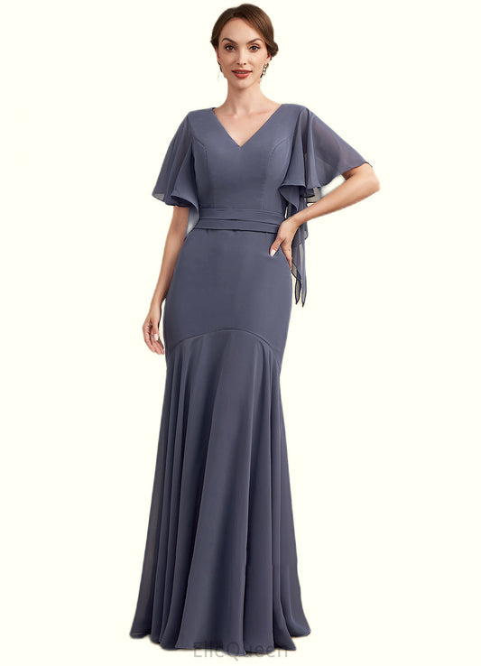 Lyla Trumpet/Mermaid V-neck Floor-Length Chiffon Mother of the Bride Dress DG126P0014951