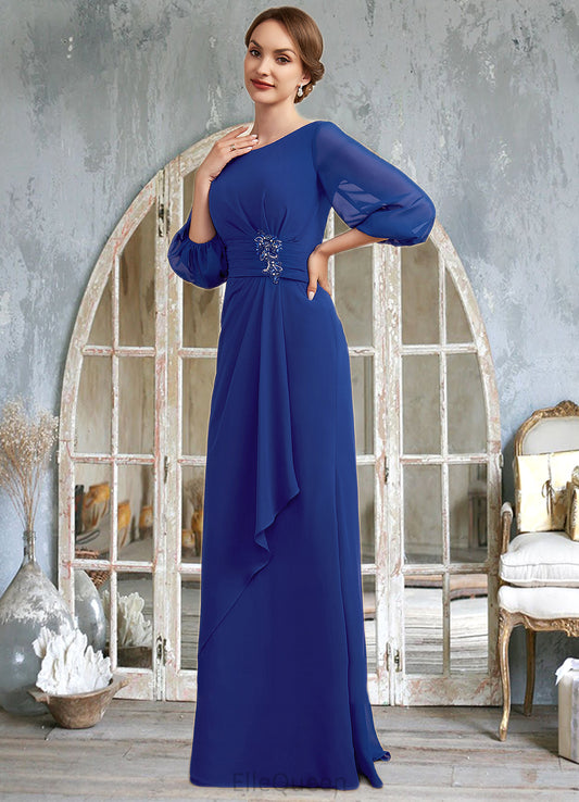 Aurora A-Line Scoop Neck Floor-Length Chiffon Mother of the Bride Dress With Ruffle Beading DG126P0014963