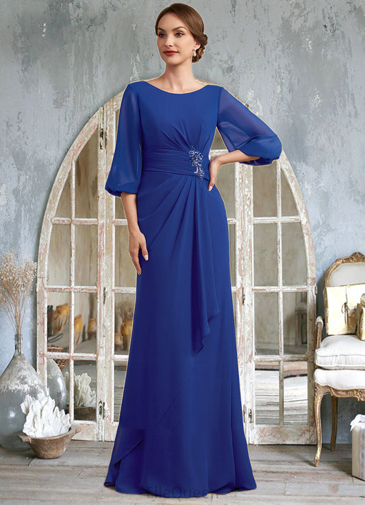 Aurora A-Line Scoop Neck Floor-Length Chiffon Mother of the Bride Dress With Ruffle Beading DG126P0014963