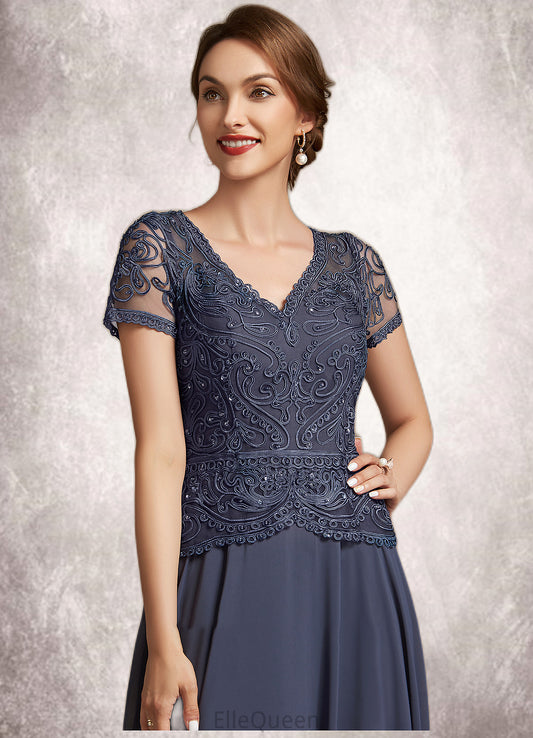 Kaylyn A-Line V-neck Floor-Length Chiffon Lace Mother of the Bride Dress With Sequins DG126P0014964