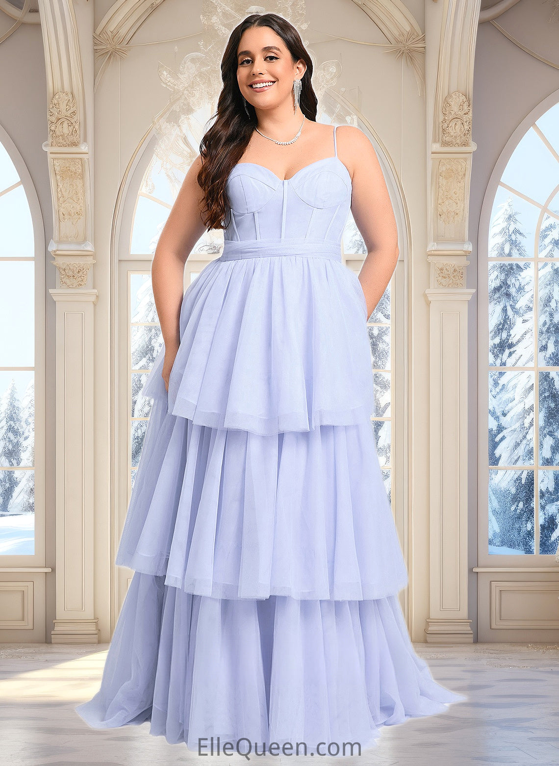 Kate Ball-Gown/Princess Sweetheart Sweep Train Tulle Prom Dresses With Bow DGP0025843