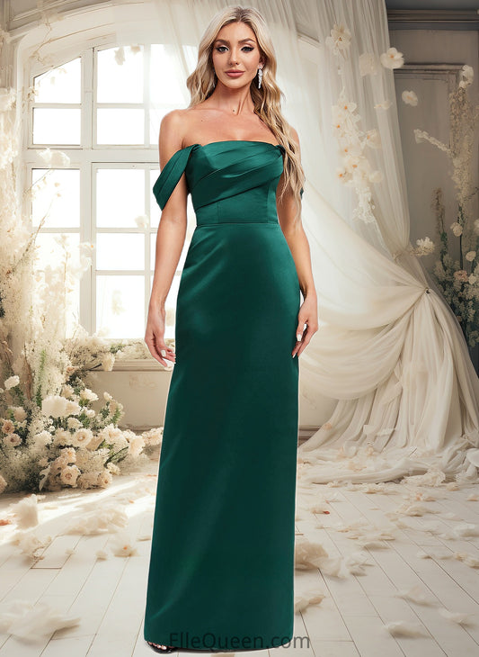 Adrienne Sheath/Column Off the Shoulder Floor-Length Satin Bridesmaid Dress DGP0025815