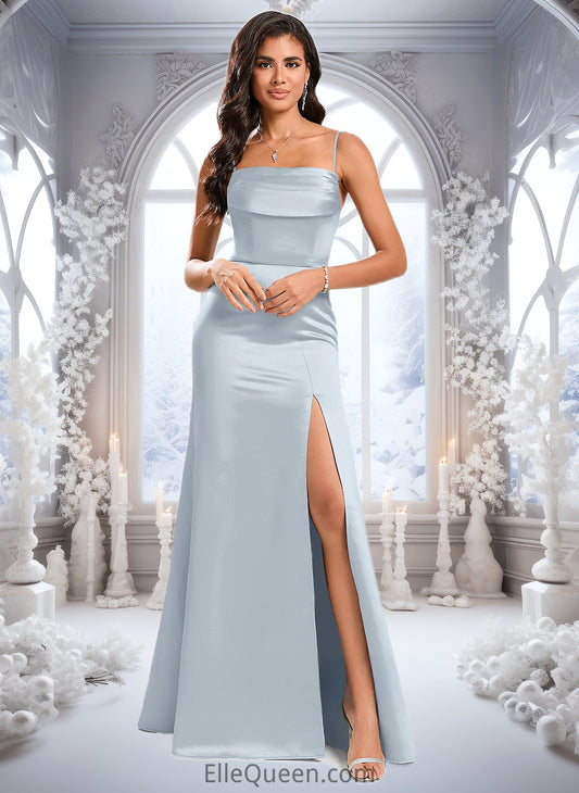 Kiana Trumpet/Mermaid Off the Shoulder Square Floor-Length Satin Prom Dresses With Ruffle DGP0025883