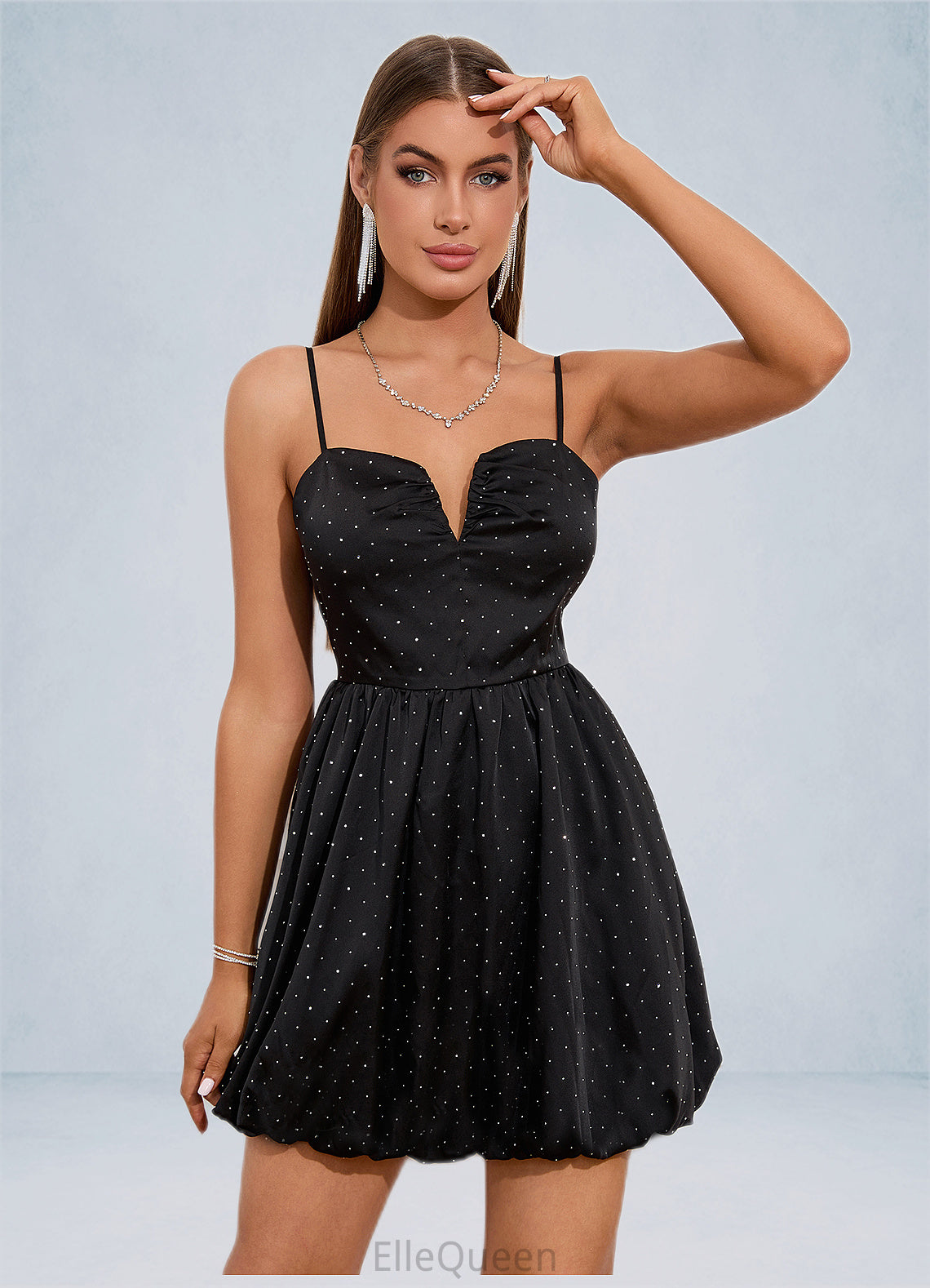 Lilia Sequins Sweetheart Sexy A-line Polyester Mini Dresses DGP0022535