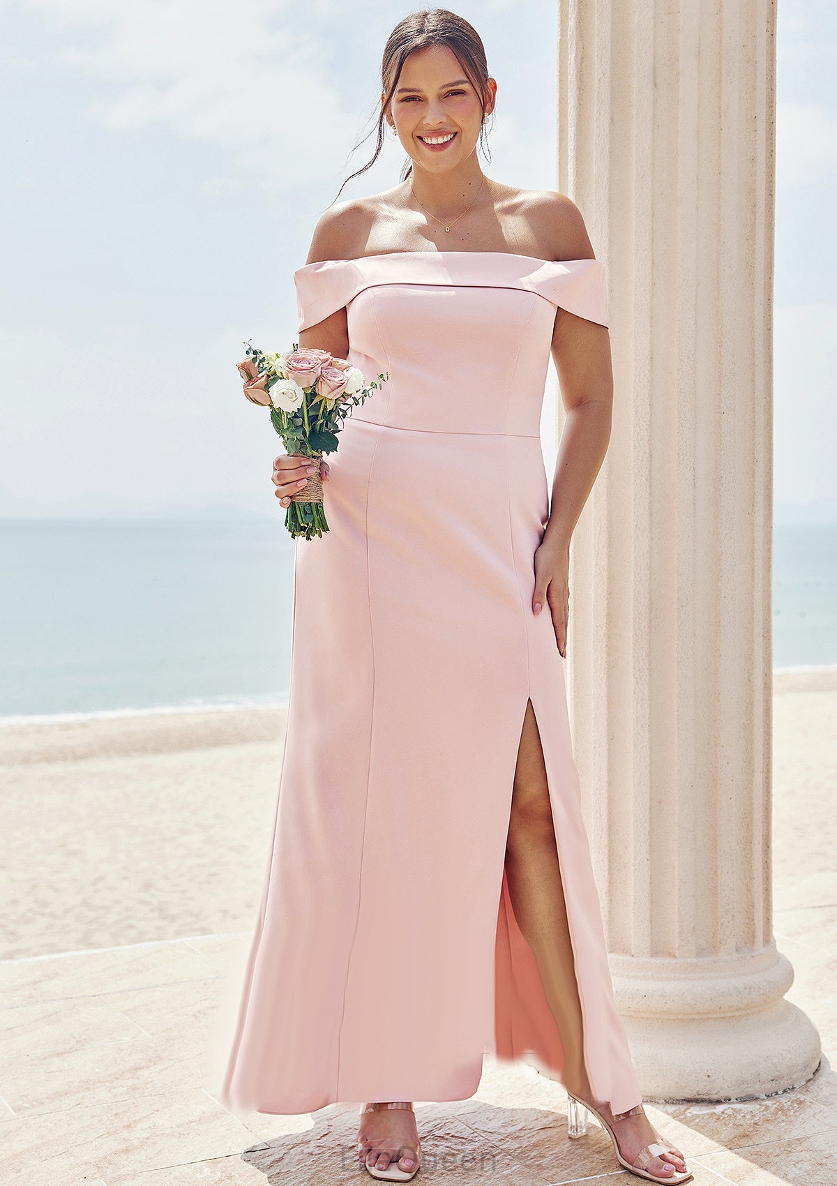 Trumpet/Mermaid Off-the-Shoulder Sleeveless Floor-Length Stretch Crepe Plus Size Bridesmaid Dresses Selena DGP0025261