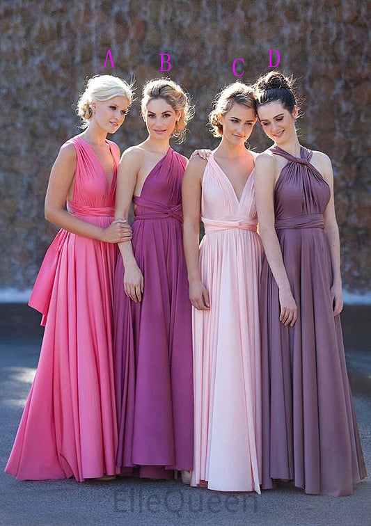 Sleeveless V Neck Long/Floor-Length A-line/Princess Chiffon Bridesmaid Dresses With Pleated Germaine DGP0025560