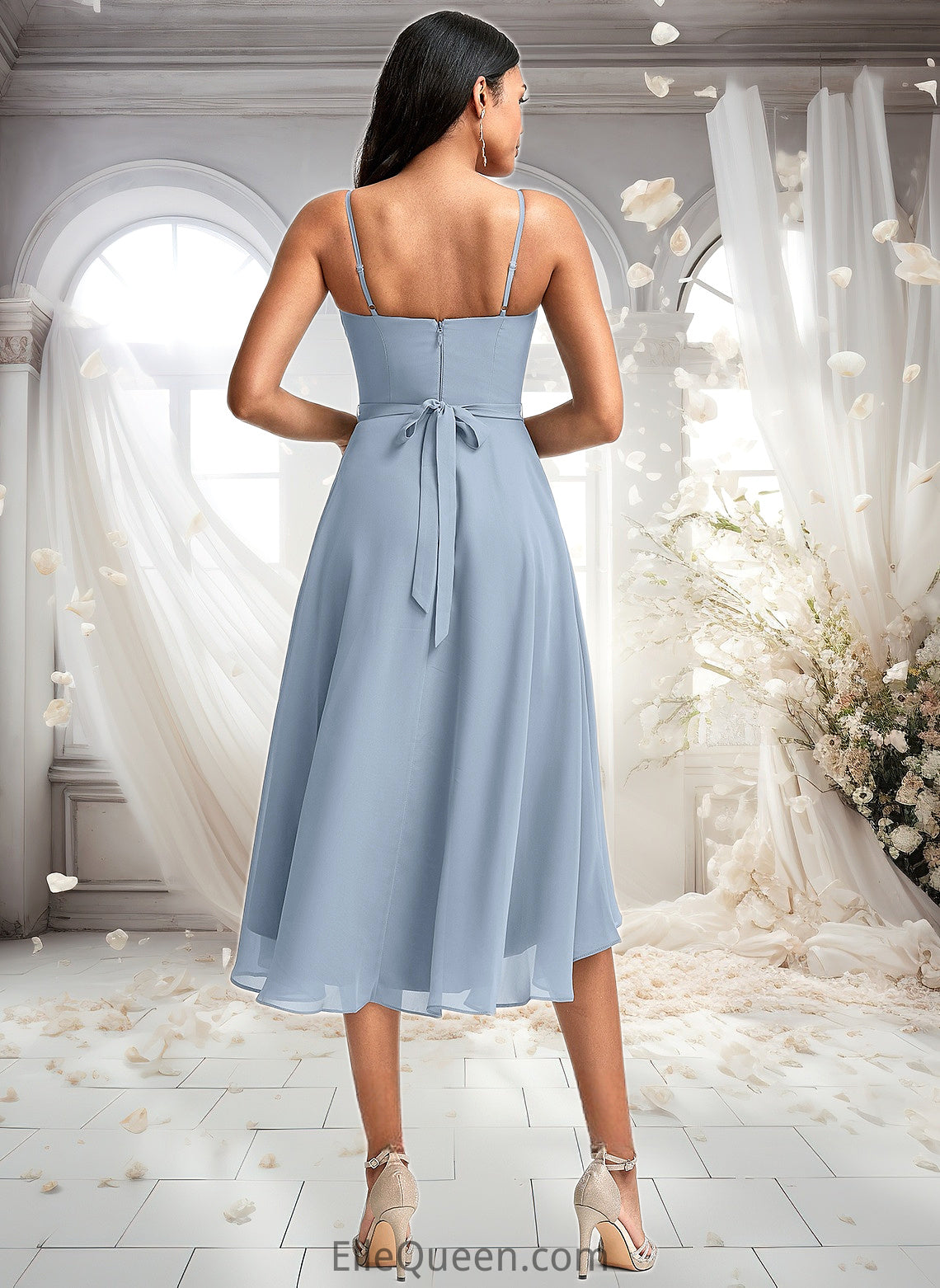 Shyanne A-line Cowl Asymmetrical Chiffon Bridesmaid Dress With Ruffle DGP0025727