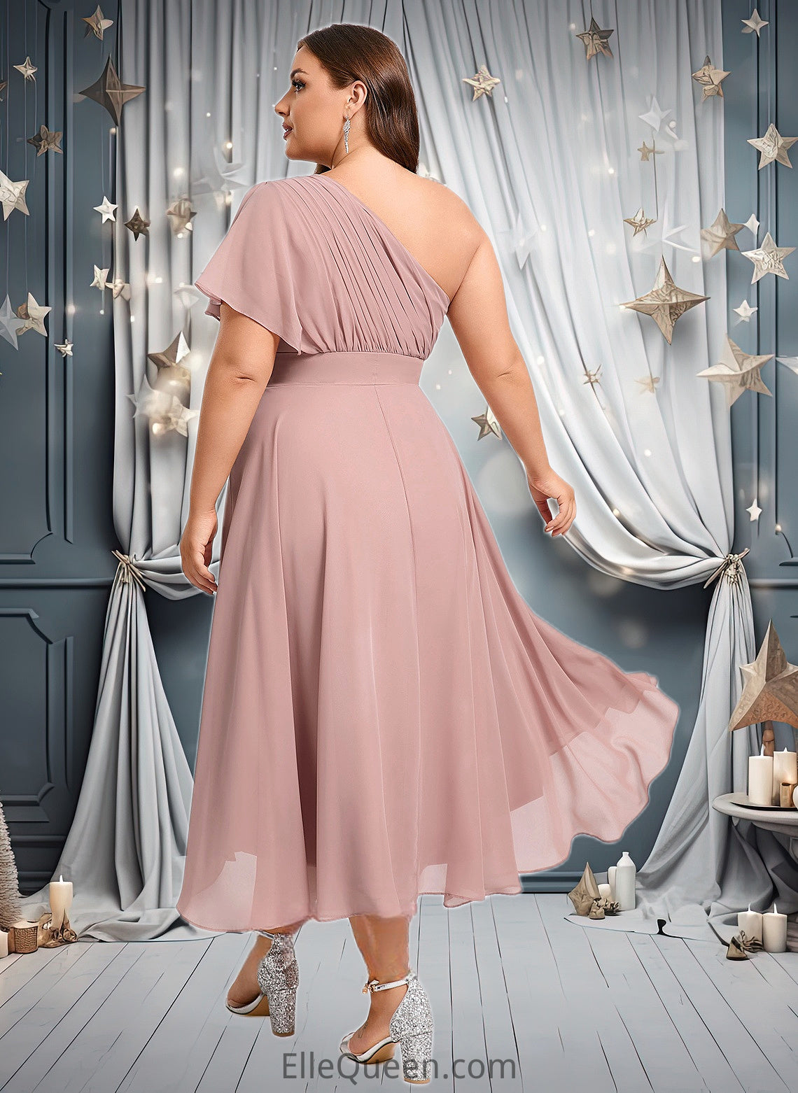 Laurel A-line One Shoulder Asymmetrical Chiffon Bridesmaid Dress With Ruffle DGP0025819