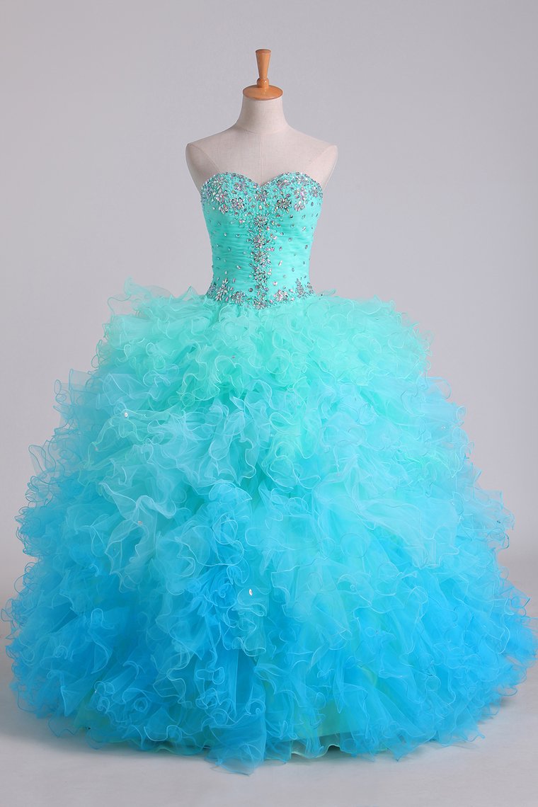 Quinceanera Dresses Ball Gown Floor Length With Beads And Ruffles