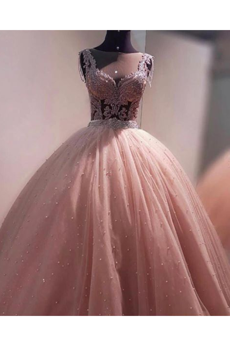 Ball Gown Prom Dress With Beads Floor Length Quinceanera SJSPMR2NGAT