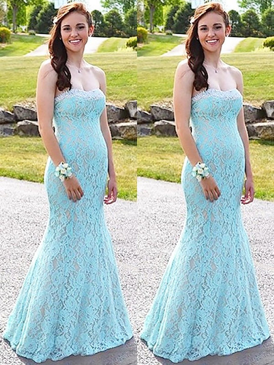 Trumpet/Mermaid Sleeveless Lace Sweetheart Beading Floor-Length Dresses