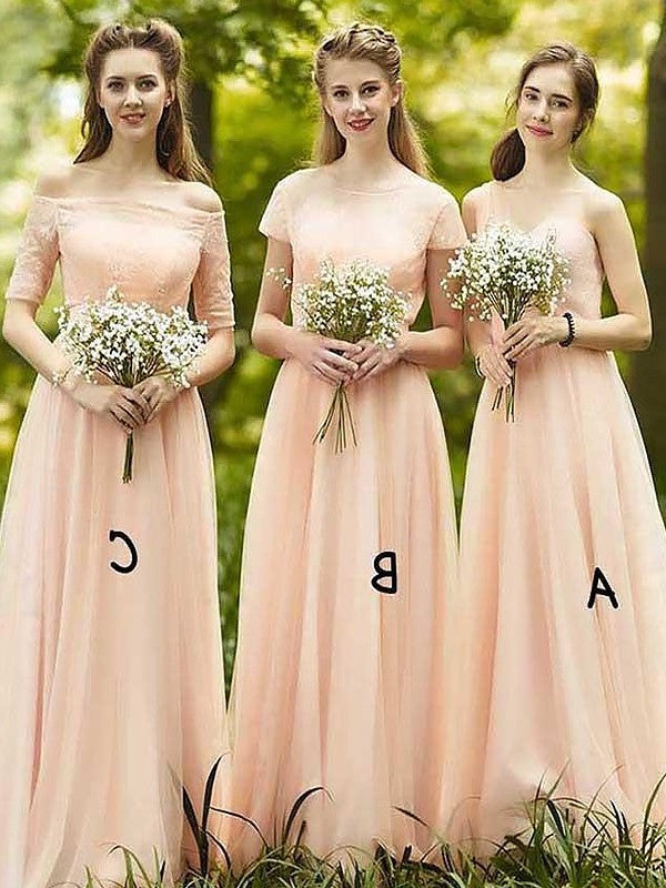 Sleeveless A-Line/Princess Chiffon Floor-Length Bridesmaid Dresses