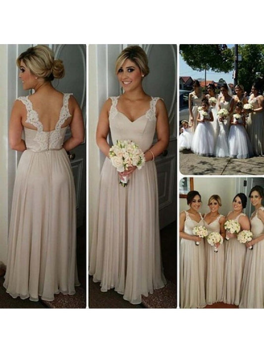 Floor-Length Sweetheart Sleeveless A-Line/Princess Chiffon Bridesmaid Dresses