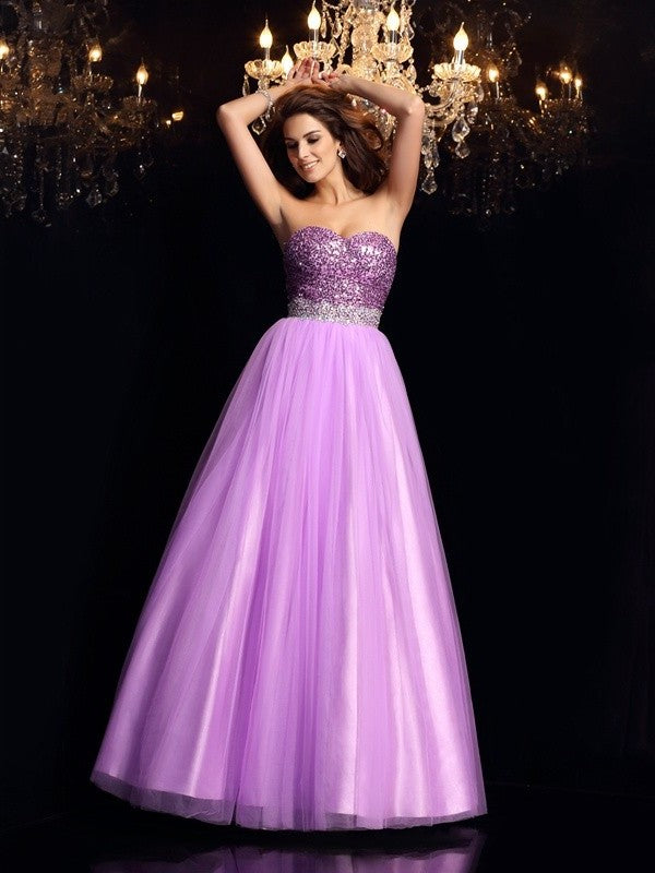 Gown Woven Ball Sweetheart Elastic Sequin Sleeveless Long Satin Quinceanera Dresses