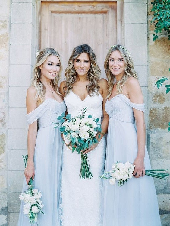 Off-the-Shoulder A-Line/Princess Sleeveless Chiffon Bridesmaid Dresses