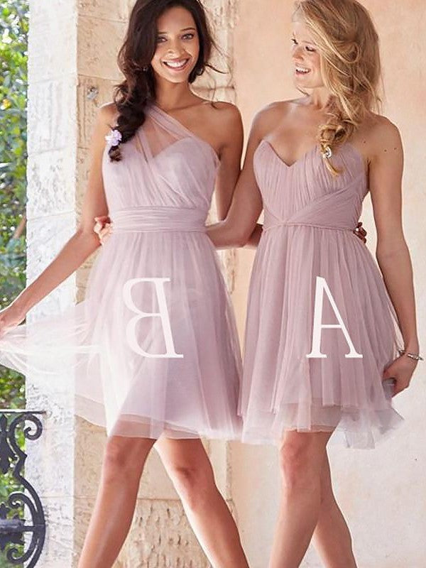 Tulle A-Line/Princess Sleeveless Short/Mini Bridesmaid Dresses